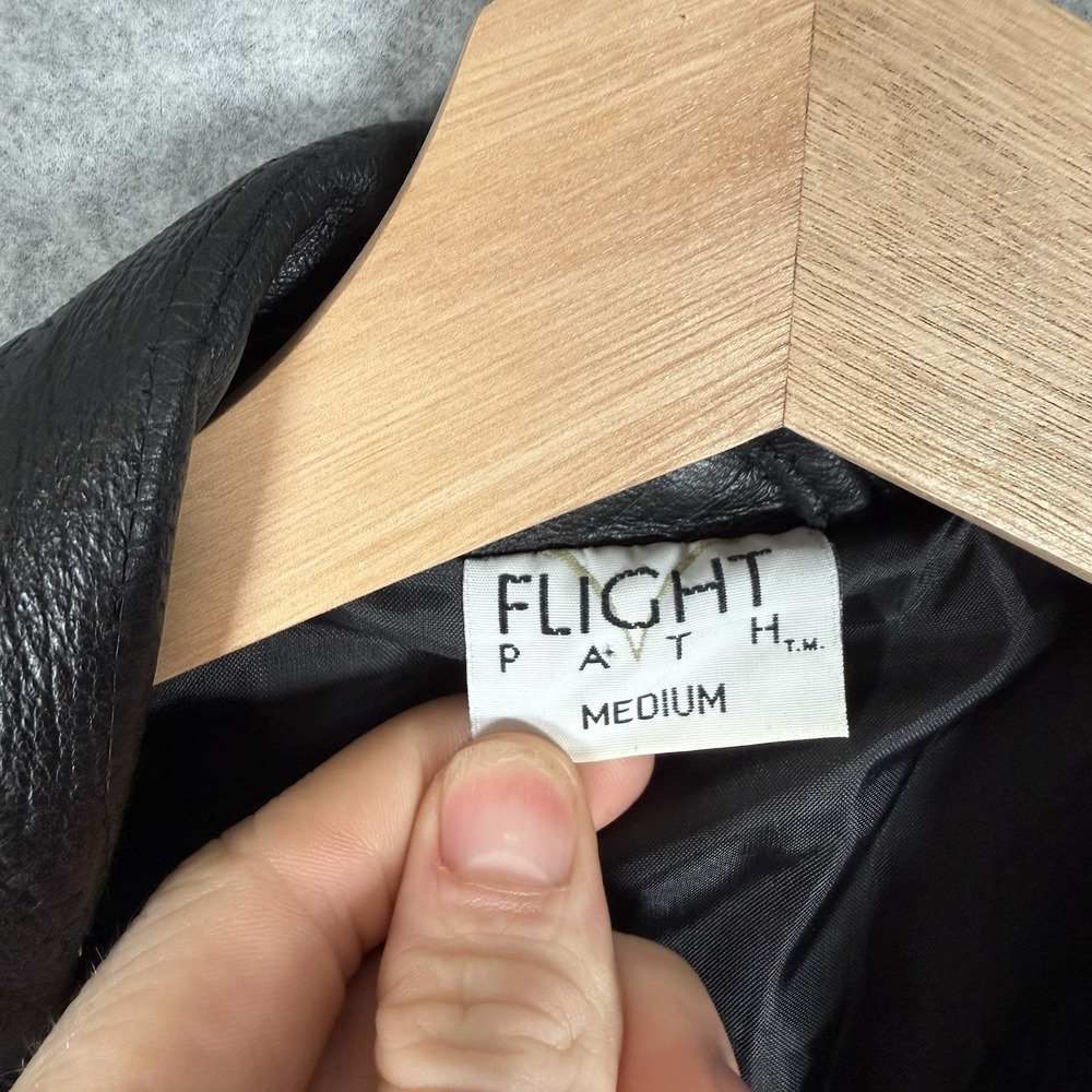 Vintage Patchwork Leather Bomber Jacket Mens Medium Black Zip Moto Cropped - Picture 11 of 11